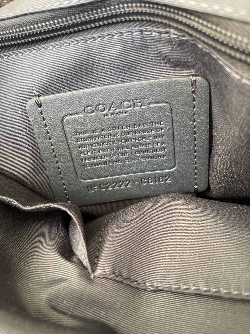 Coach Signature Navy Patterned Tote with Tan Leather Tag - Picture 2 of 9